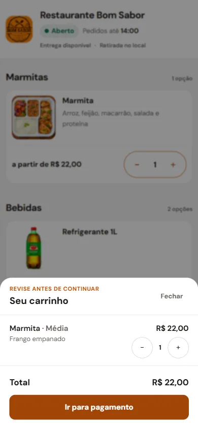 Confere e envia, tela do Sem Sobra